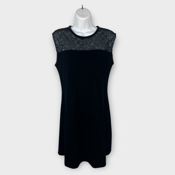 Jacqueline Ferrar Black Velvet Burnout Dress Womens 4 Sleeveless Cocktail Party - Picture 1 of 9